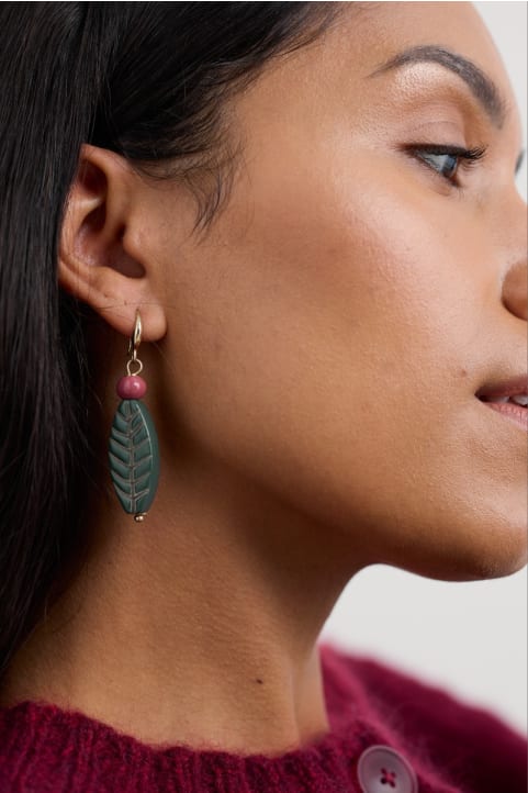 Charmer Ceramic Leaf Earrings