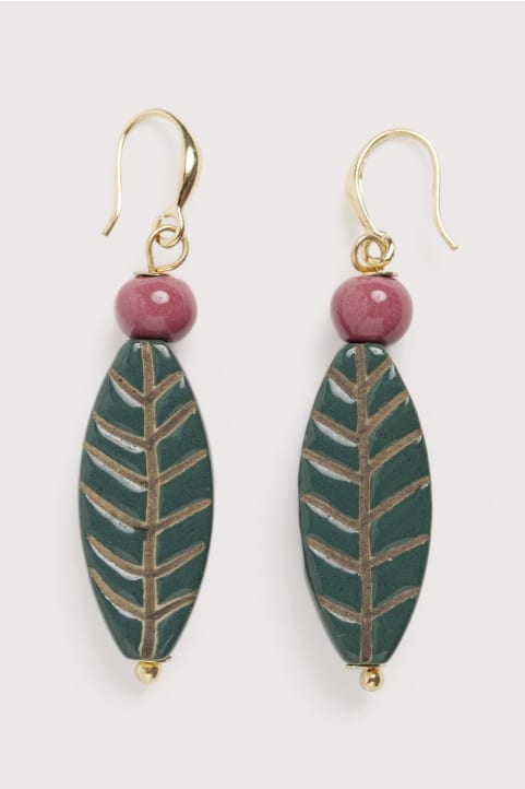 Charmer Ceramic Leaf Earrings