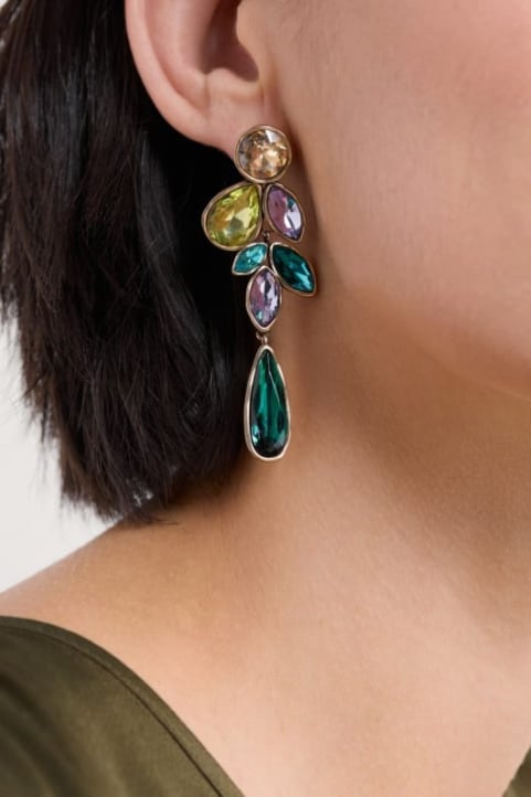 Brilliance Brass Cluster Drop Earrings