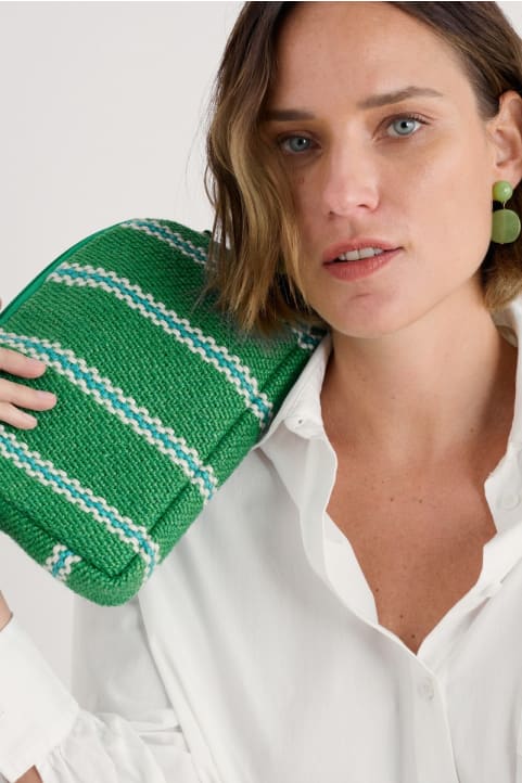 Flourish Jute Striped Crossbody Bag