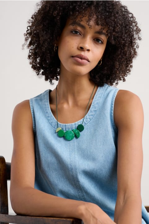 Collaged Shapes Geometric Beaded Necklace Image