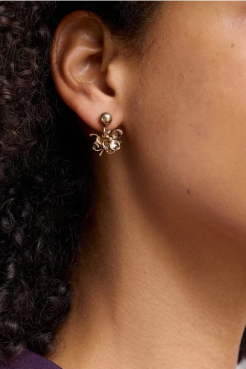Corsage Gold-Tone Earrings 