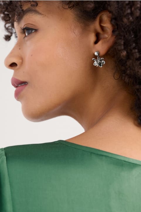 Corsage Silver-Tone Earrings