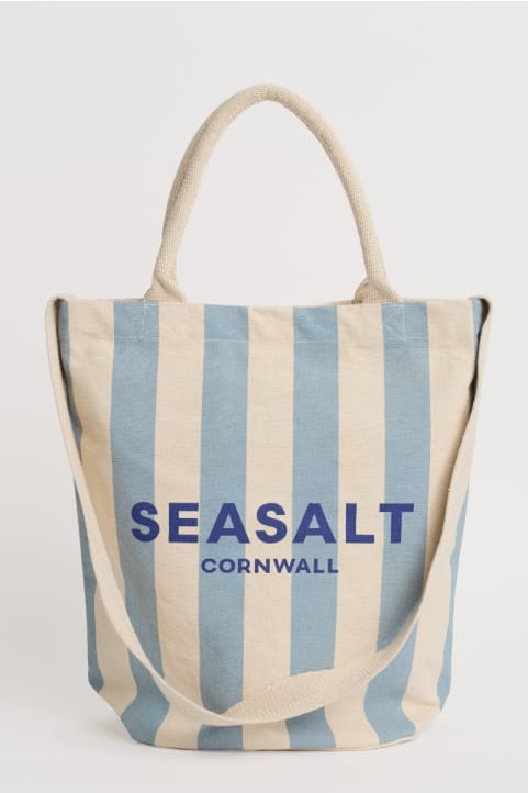 Canvas Stripe Logo Tote Bag