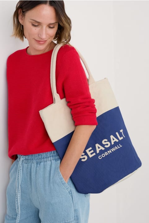 Canvas Navy Blue Seasalt Logo Tote Bag 