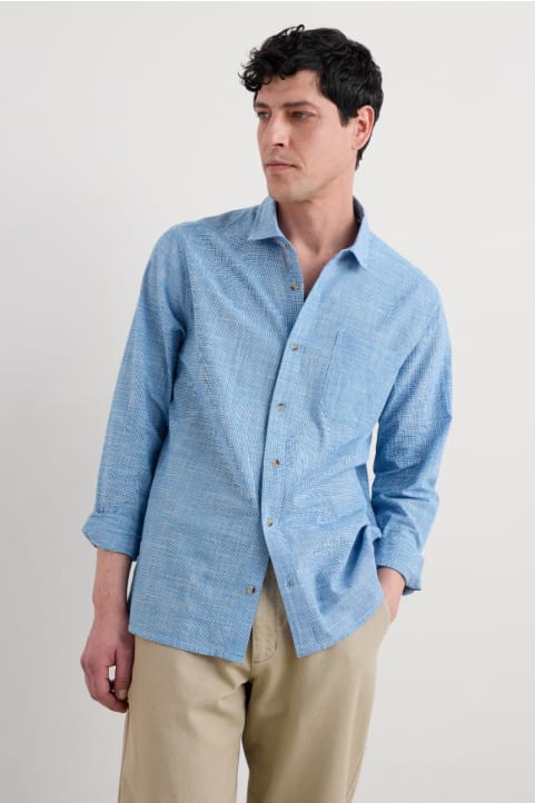 Men's Cartographer Houndstooth Shirt (GOTS) Model Image