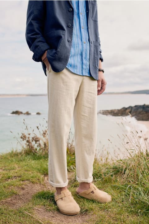 Men's Messack Undyed Cotton-Linen Trousers