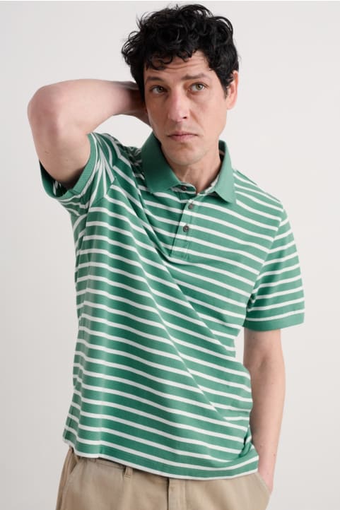 Men's Balefire Striped Polo in GOTS-Certified Organic Cotton