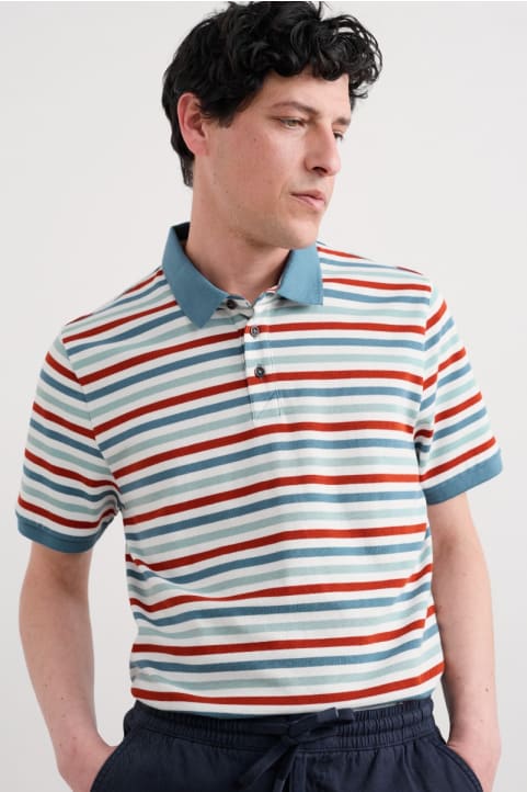 Men's Balefire Striped Polo in GOTS-Certified Organic Cotton