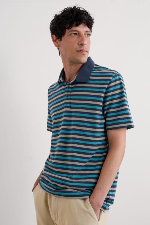 Men's Ballan Stripe Jersey Polo (GOTS) Image