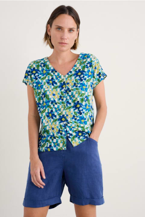 Studio Glass V-neck Jersey Top