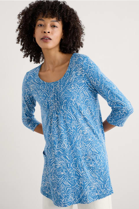Busy Lizzy 3/4 Sleeve Slub Jersey Tunic