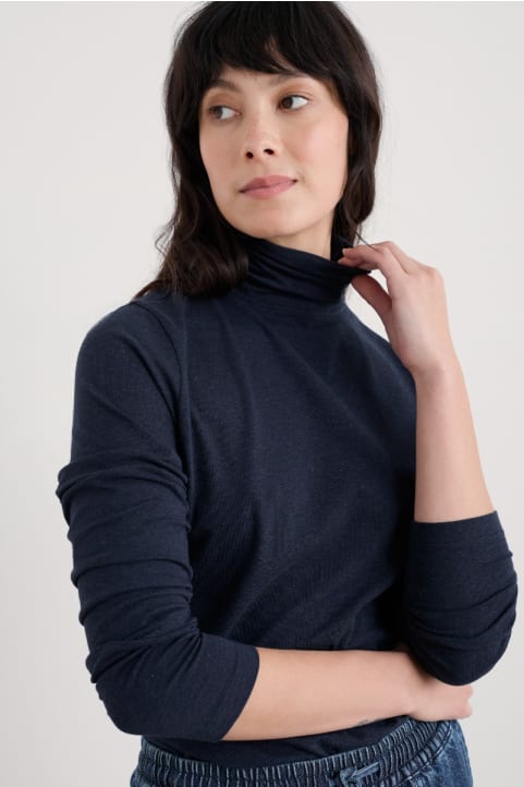 Landing Roll Neck Top in GOTS-Certified Organic Cotton