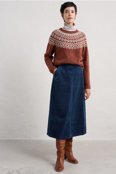 Window Wren Cord Midi Skirt Image