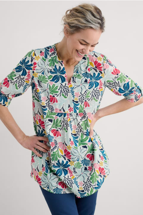 Op Art Organic Cotton Tunic Top Model Image