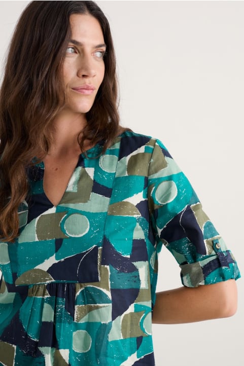 Op Art Organic Cotton Tunic Top Model Image