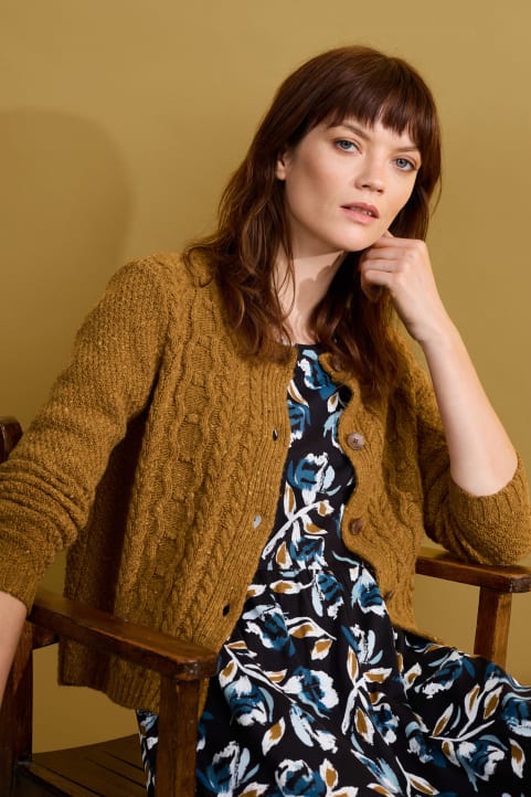 Tressa Merino Blend Cable Knit Cardigan