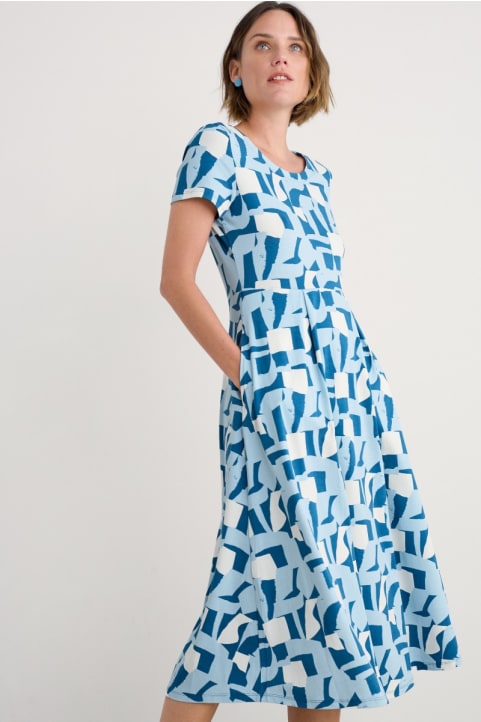 Veronica Short Sleeve Midi Dress in GOTS-Certified Organic Cotton