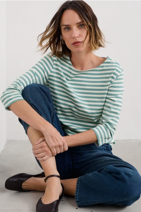 Sailor 3/4 Sleeve Top in GOTS-Certified Organic Cotton Jersey