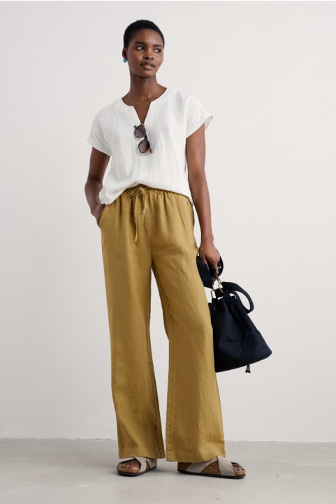 Tide Flow Wide Leg Linen Trousers