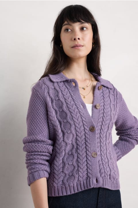 Forest Ridge Cable Knit Collared Cardigan Image