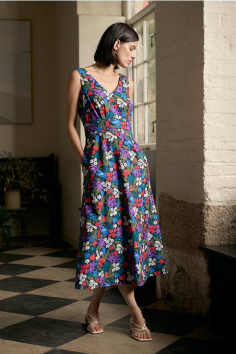 Sky Beyond Sleeveless V-Neck Dress