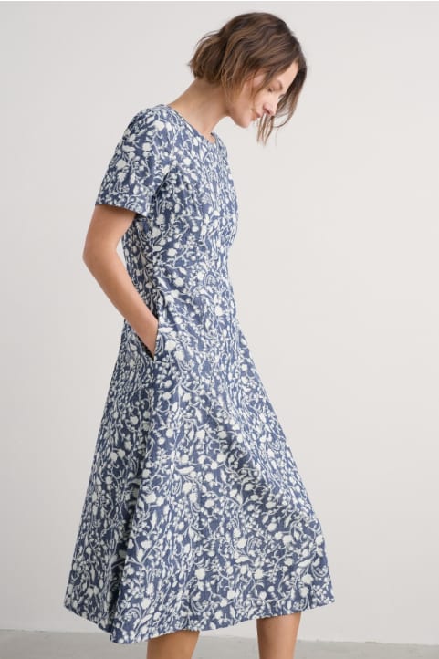 Fox Path Printed Chambray Dress Model Image