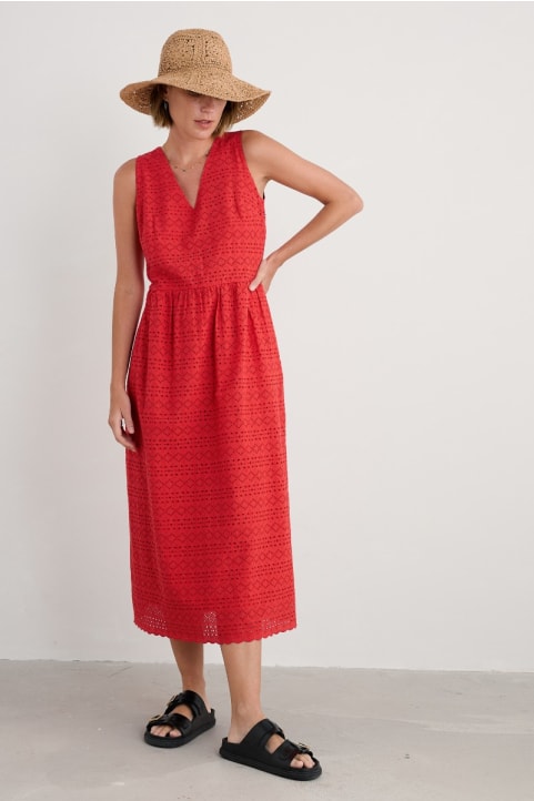 Meadow Saffron Sleeveless Broderie Dress