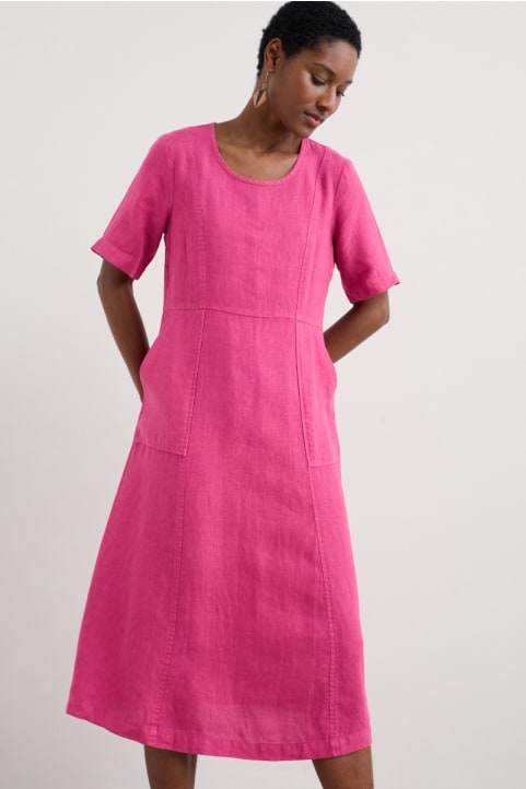 Grass Wave Linen Midi Dress