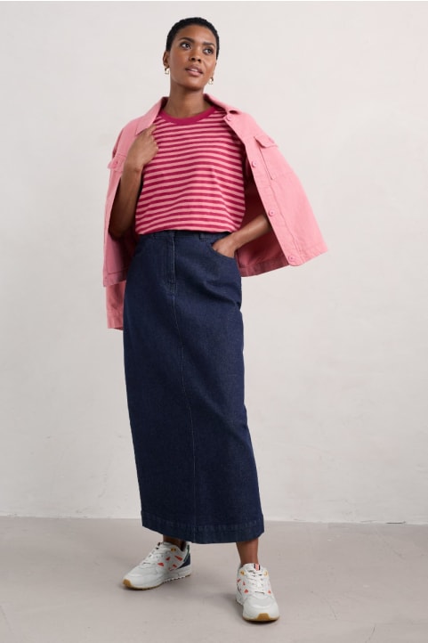 Fruit Tree Midi Denim Skirt Image