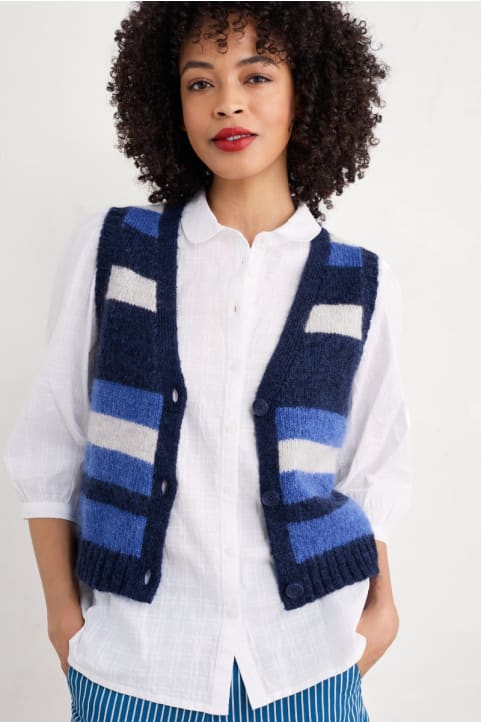 Painter Striped Button-Down Vest Contains Mohair Image