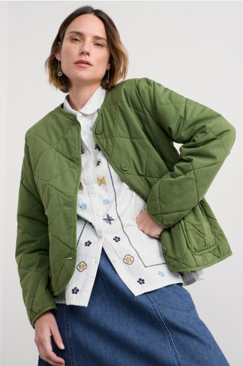 Swift Barn Organic Cotton Quilted Jacket Model Image