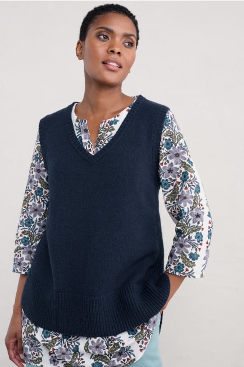 Blue sweater vest womens sale