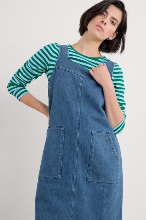 Calican Denim Midi Pinafore Dress Image