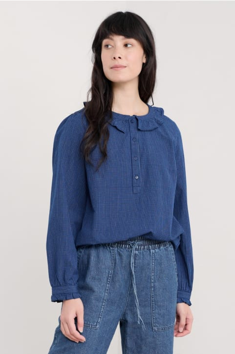 Sunbeam Checked Chambray Top Model Image