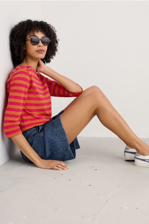 Sailor 3/4 Sleeve Top in GOTS-Certified Organic Cotton Jersey