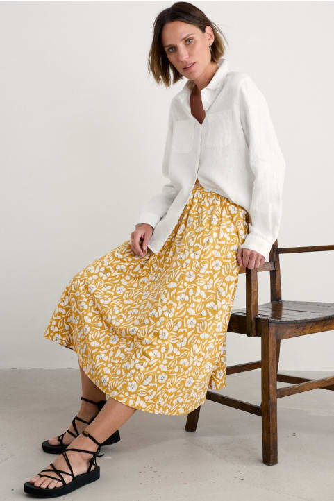 Ready Sail Printed Jersey Midi Skirt