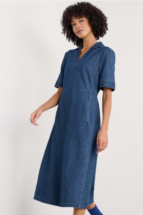 Fen Violet Denim Midi Dress Image