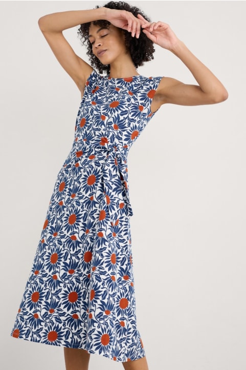 Fettling Jersey Tie Detail Midi Dress Image