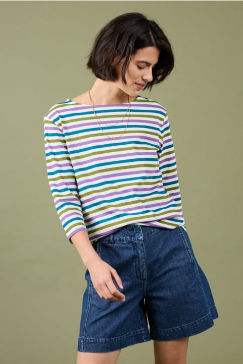 Sailor 3/4 Sleeve Top in GOTS-Certified Organic Cotton Jersey