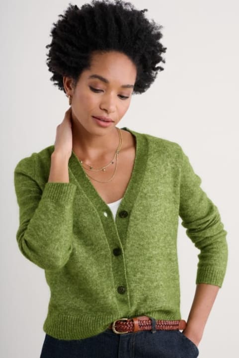 Etching V-Neck Cardigan Contains Mohair Image