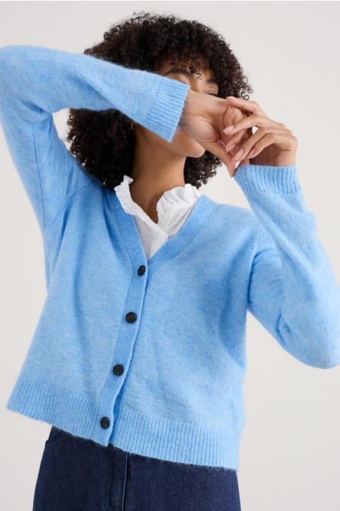 Etching V-Neck Cardigan Contains Mohair Image