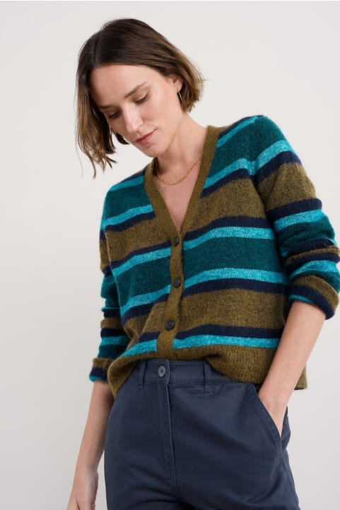 Etching V-Neck Cardigan Contains Mohair Image