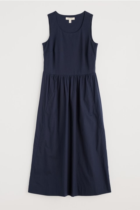 Madder Jersey Woven Mix Sleeveless Dress Model Image