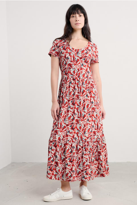 Tor View Short Sleeve Tiered Jersey Dress