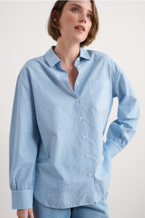 Sea Path Oversized Poplin Shirt