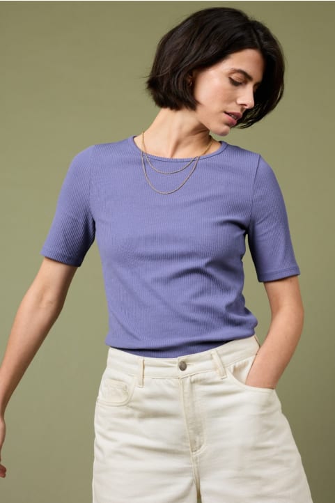 Gorse Lane Rib T Shirt in GOTS-Certified Organic Cotton Jersey