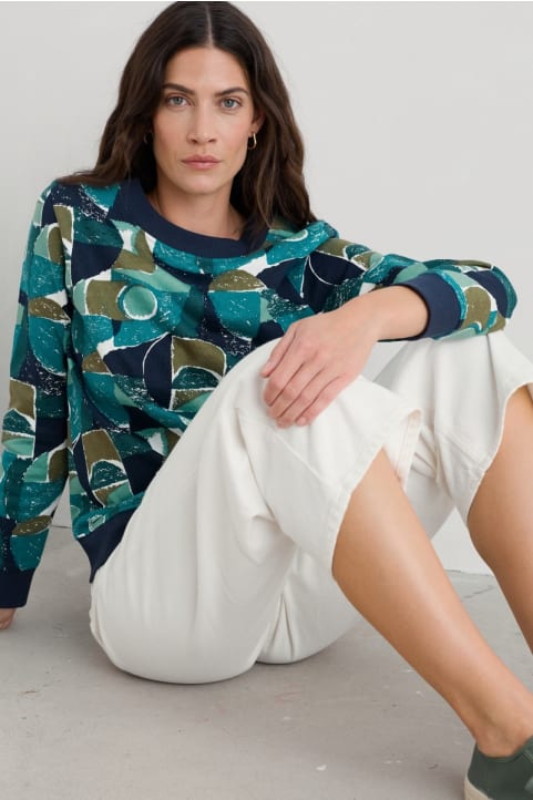 Bright Wave Printed Organic Cotton Sweatshirt