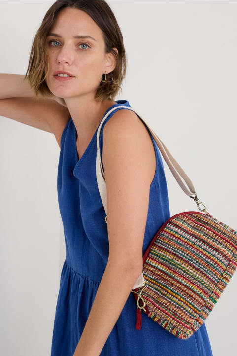 Flourish Jute Striped Crossbody Bag