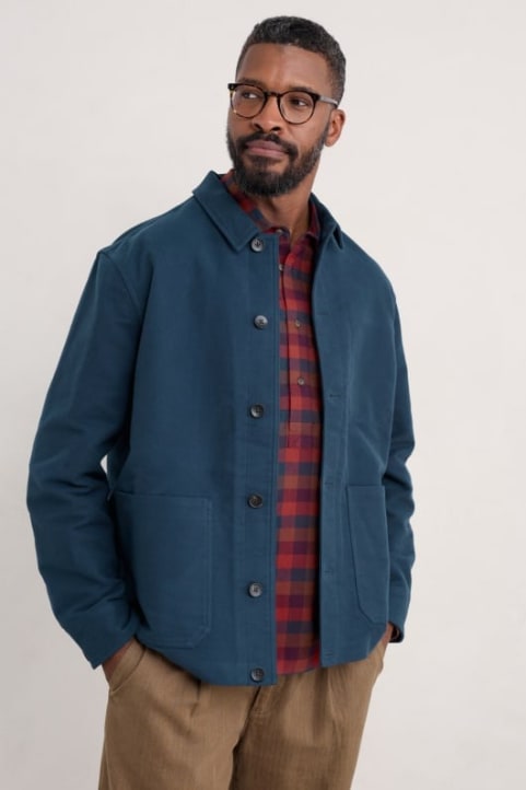Men's Ivo Brushed Cotton Worker Jacket Model Image